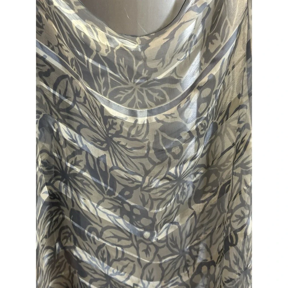 Silk Scarf By Rodier Floral Shear  32x32 Cream And Light Blue Beautifyl